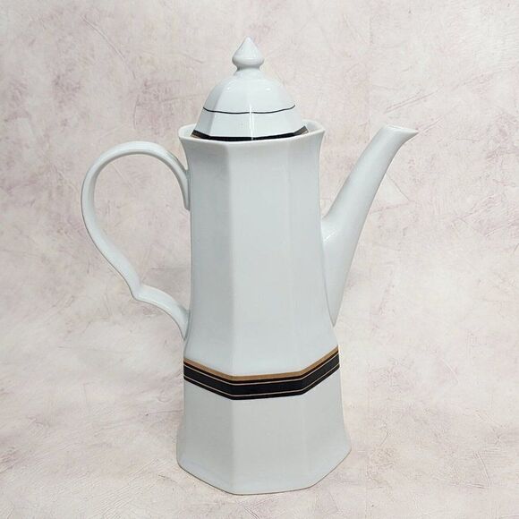 CHRISTOPHER STUART 10"  Black Dress Coffee Teapot Fine China - Picture 3 of 10